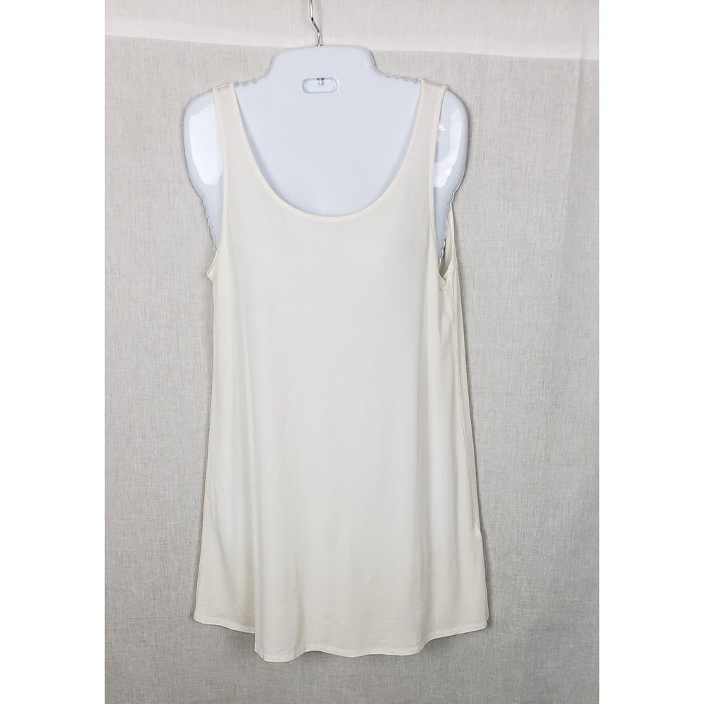 Eileen Fisher Ivory 100% Silk Sleeveless Tunic Tank Top M Quiet Luxury Chic
